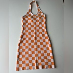 Princess polly checkered halter mini dress size xs/s